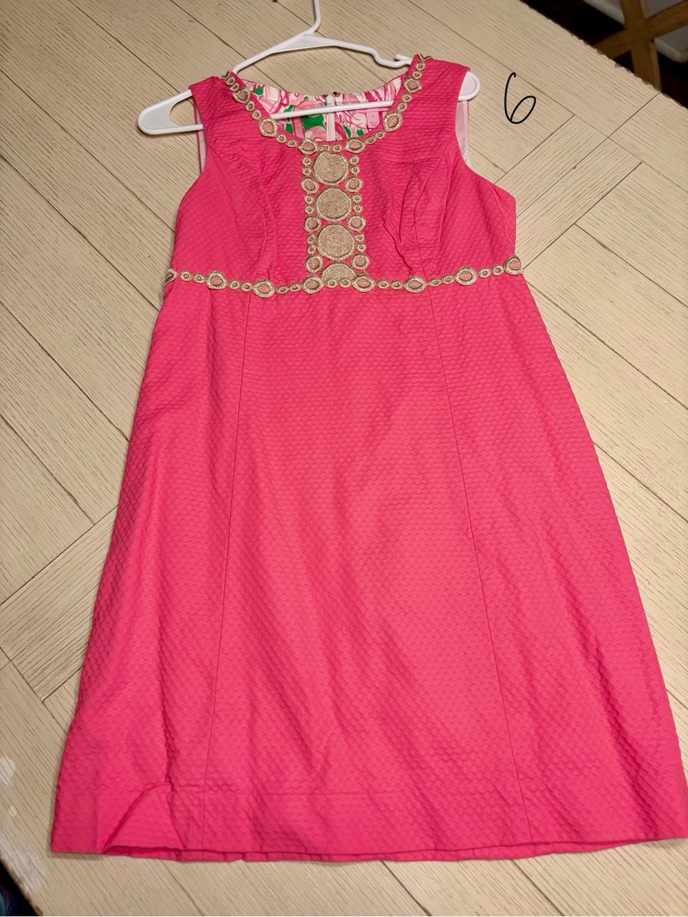 Lilly Pulitzer Hot Pink Sleeveless Embellished Shift Dress